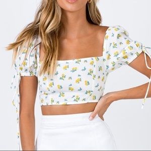 WHITE AND YELLOW FLORAL PRINCESS POLLY TOP